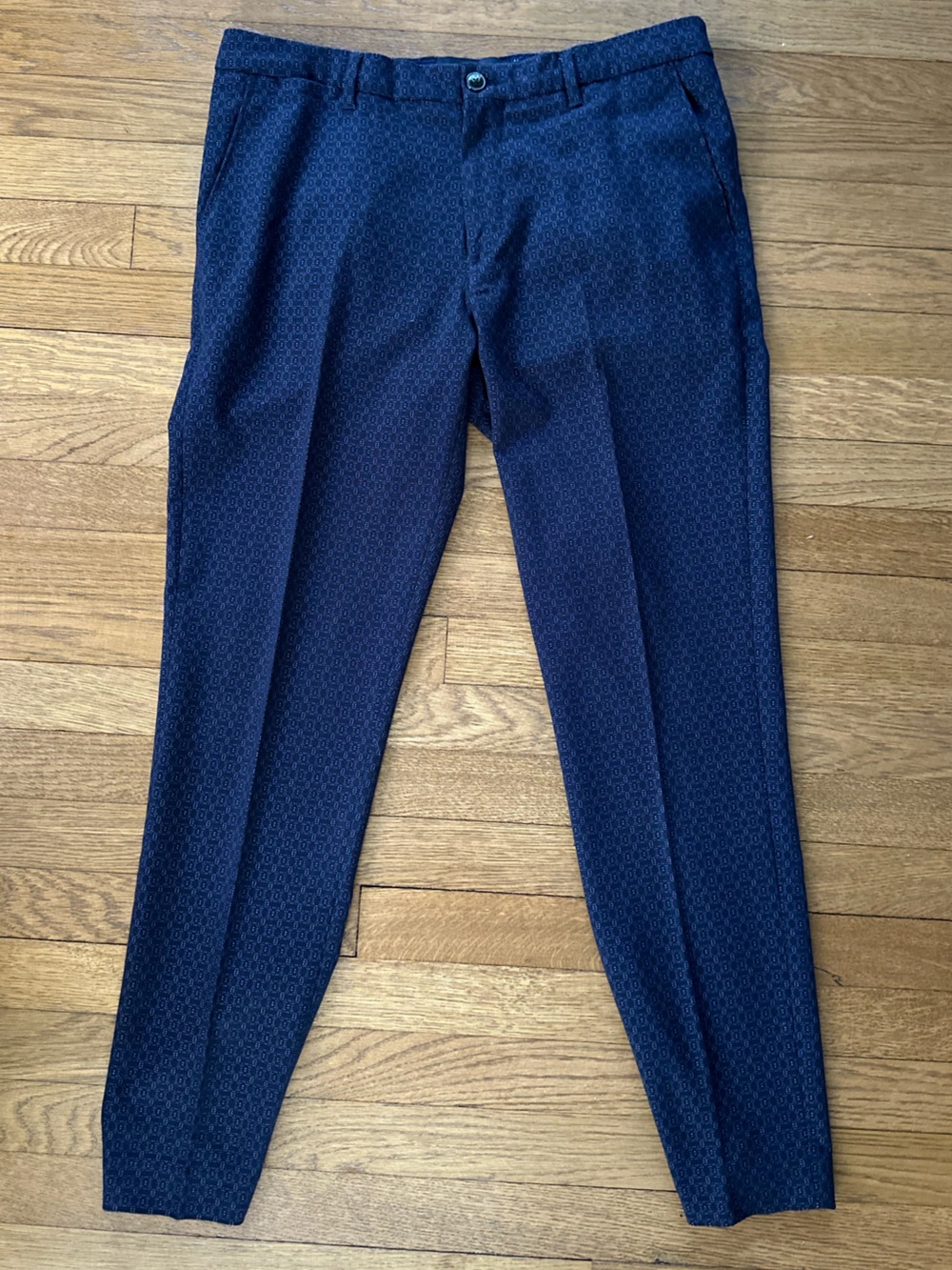 Scotch & Soda Navy Micro-Pattern Dress Pants